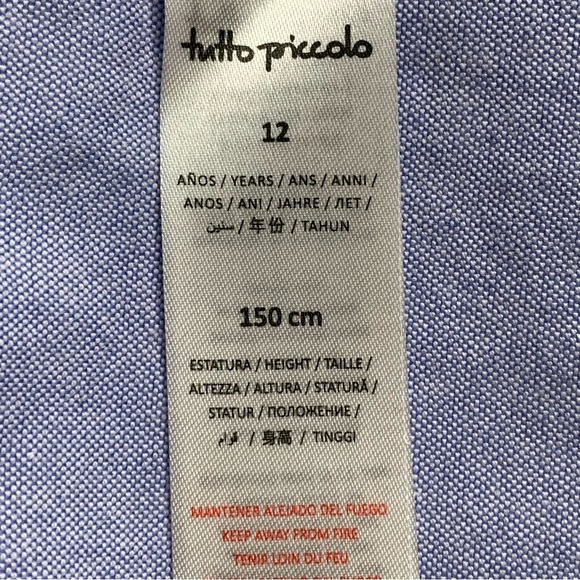 Tutto Piccolo Boy's Light Blue Red Button Down Shirt With Patches Size 12 - Picture 11 of 11